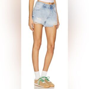 We The Free Blue Jean Shorts Distressed High-Waisted